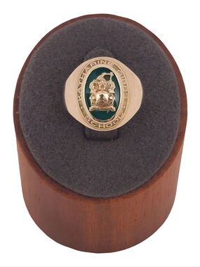 Vintage 10k Gold Katharine Gibbs School Crest Signet Ring 1950's Size 6.25